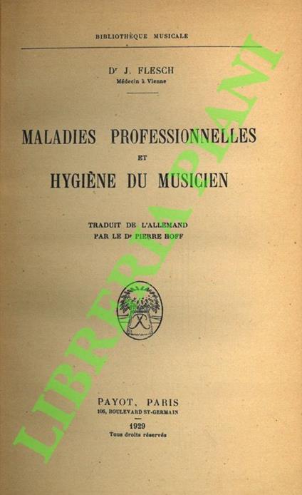 Maladies professionnelles et hygiène du musicien - copertina
