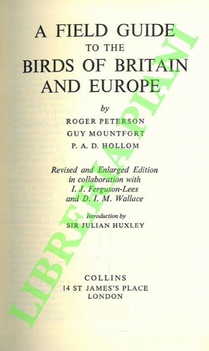 A field guide to the birds of Britain and Europe. Revised and enlarged edition - copertina