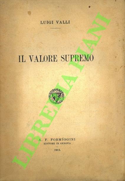 Il valore supremo - Luigi Valli - copertina