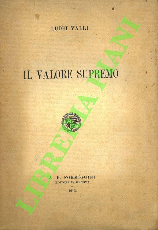 Il valore supremo - Luigi Valli - copertina