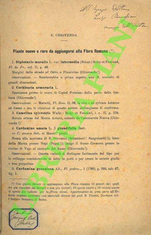 Piante nuove o rare da aggiungersi alla Flora Romana - copertina