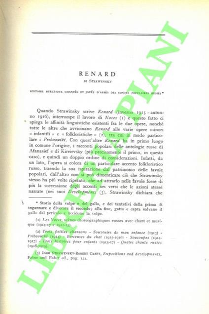 “Renard” di Strawinsky - copertina