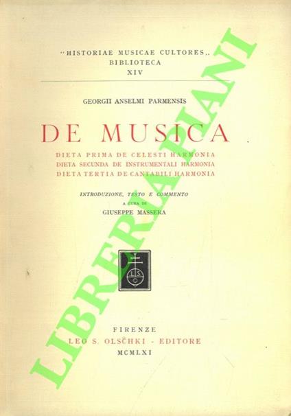 De musica. Dieta prima de celesti harmonia - Dieta secunda de instrumentali harmonia - Dieta tertia de cantabili harmonia - copertina