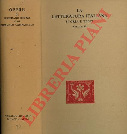 Opere - Giordano Bruno - copertina