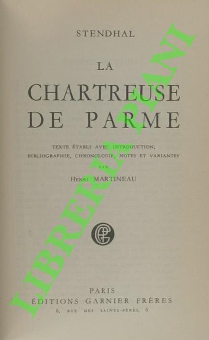 La chartreuse de Parme - copertina