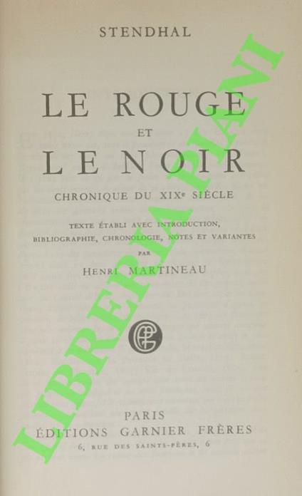 Le rouge et le noir. Chronique du XIXe siècle - copertina