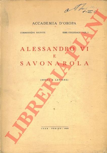 Alessandro VI e Savonarola - copertina