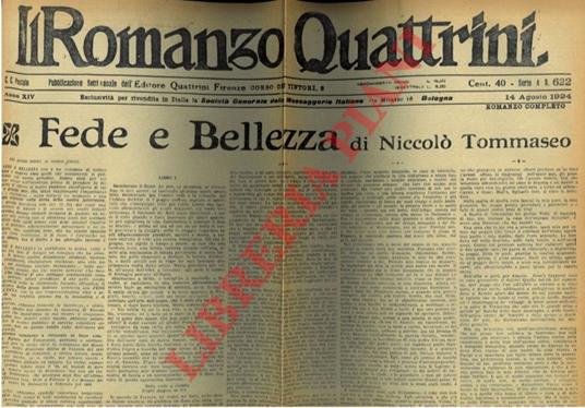 Fede e bellezza - Niccolò Tommaseo - copertina