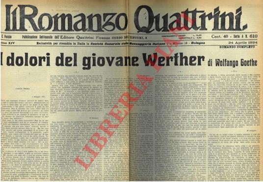 I dolori del giovane Werter - copertina