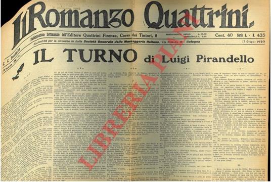 Il turno - Luigi Pirandello - copertina