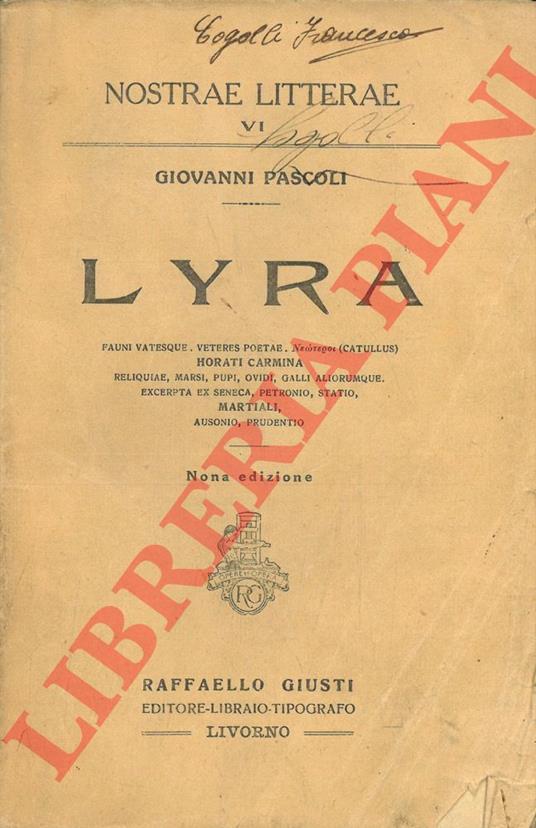 Lyra - Giovanni Pascoli - copertina