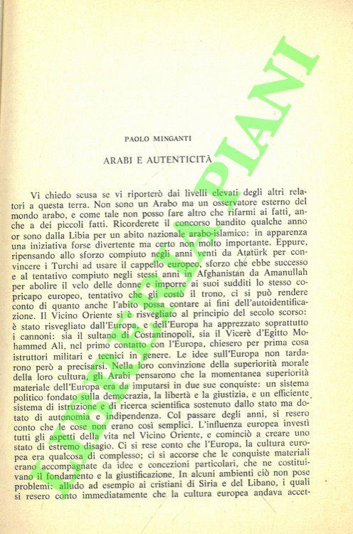 Arabi e autenticità - Paolo Minganti - copertina