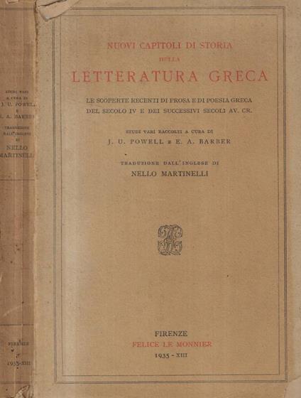 Nuovi capitoli di storia della letteratura greca - copertina