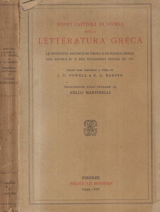 Nuovi capitoli di storia della letteratura greca - copertina
