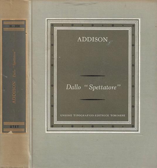 Dallo "Spettatore" - Joseph Addison - copertina