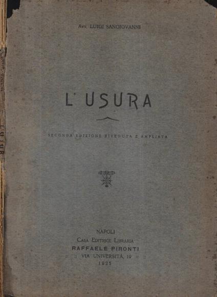 L' usura - copertina
