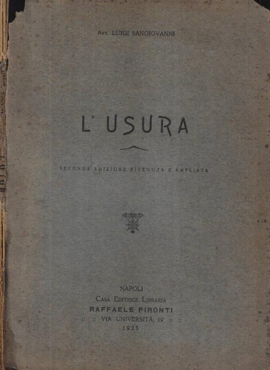 L' usura - copertina