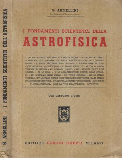 I fondamenti scientifici della astrofisica - copertina