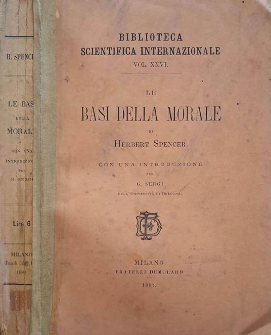 Le basi della morale - Herbert Spencer - copertina