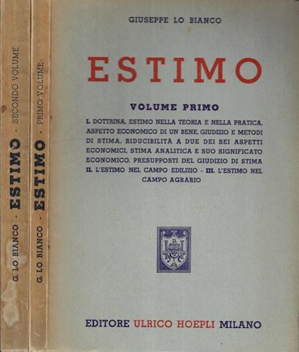 Estimo Vol. I - II - Giuseppe Lo Bianco - copertina