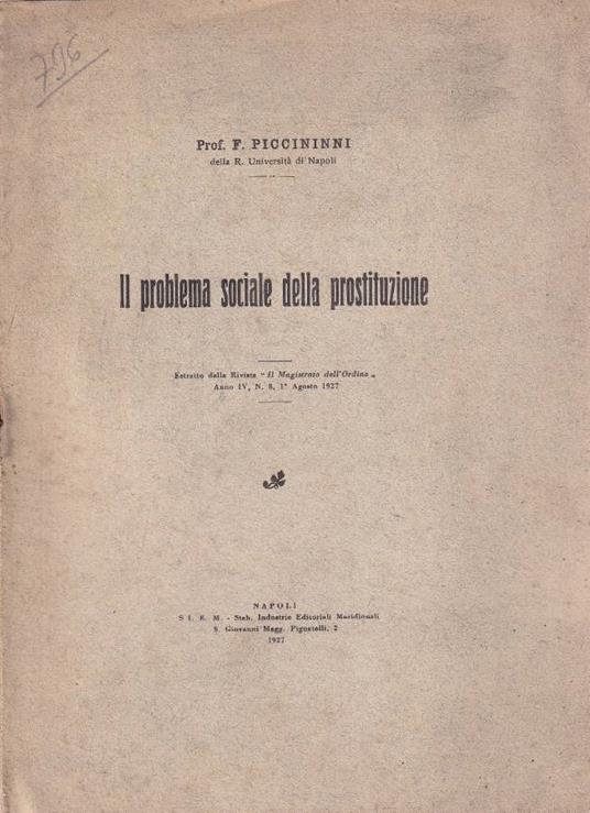 Il problema sociale della prostituzione - copertina
