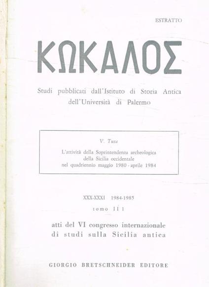 Kokalos. Studi pubblicati dall'Istituto di storia antica del - copertina