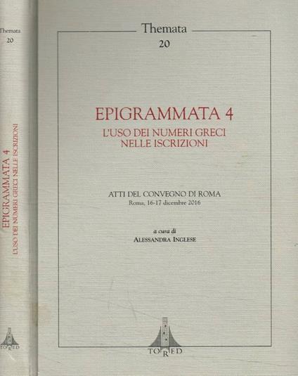 Epigrammata 4. L'uso dei numeri greci nelle iscrizioni - copertina