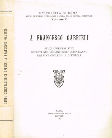 A Francesco Gabrieli - copertina