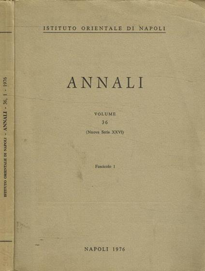 Annali vol.36, fasc.1 - copertina