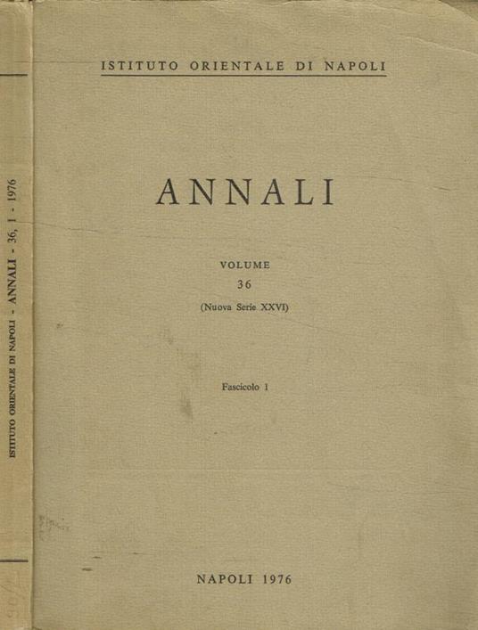 Annali vol.36, fasc.1 - copertina