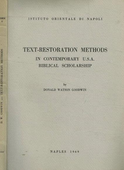 Text-Restoration Methods in contemporary U.S.A. biblical sch - copertina