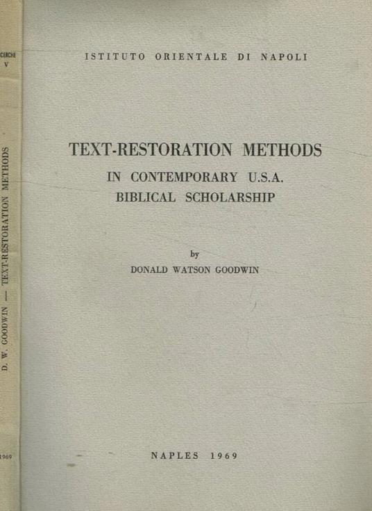 Text-Restoration Methods in contemporary U.S.A. biblical sch - copertina