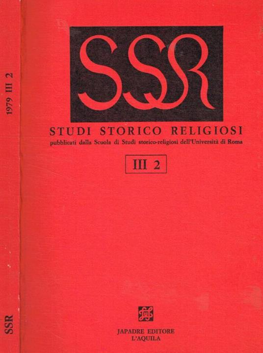 SSR. Studi storico religiosi anno 1979, vol.III, fasc.II - copertina