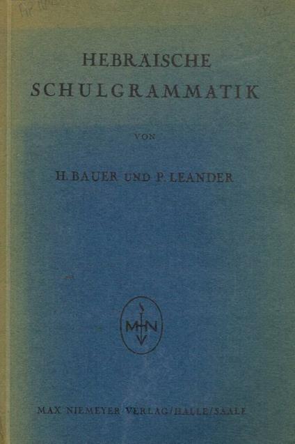 Hebraische schulgrammatik - copertina