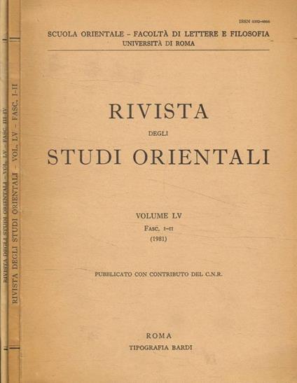 Rivista degli Studi Orientali vol.LV, 1981 - copertina