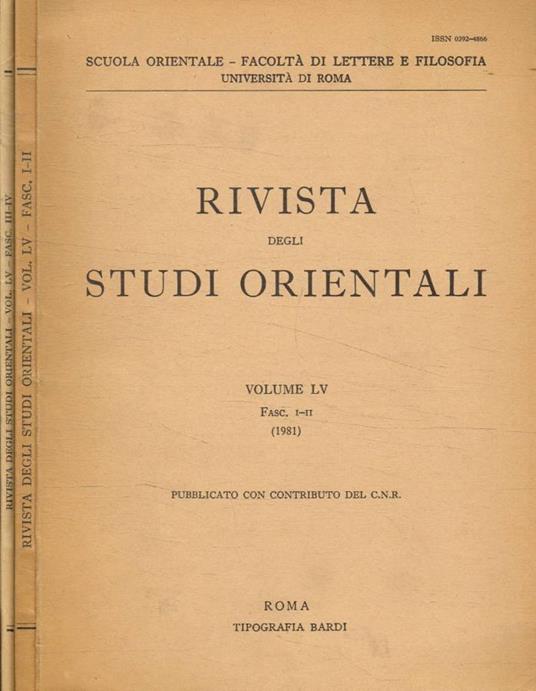 Rivista degli Studi Orientali vol.LV, 1981 - copertina
