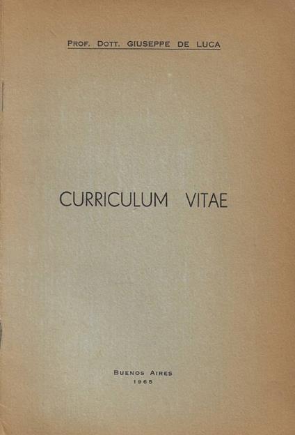 Curriculum Vitae - Giuseppe De Luca - copertina