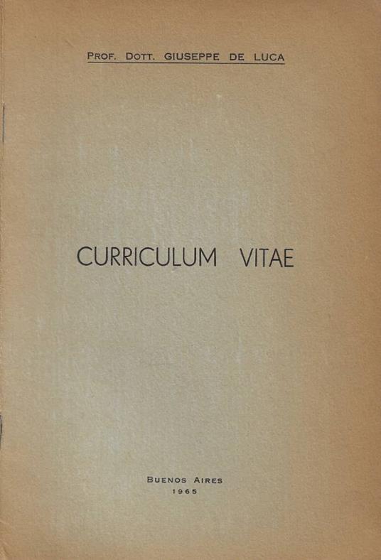 Curriculum Vitae - Giuseppe De Luca - copertina
