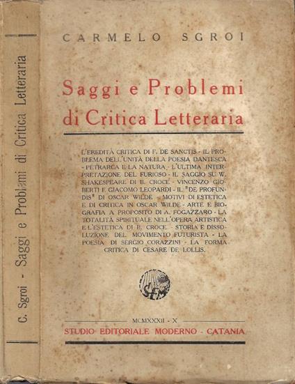 Saggi e Problemi di Critica letteraria - copertina