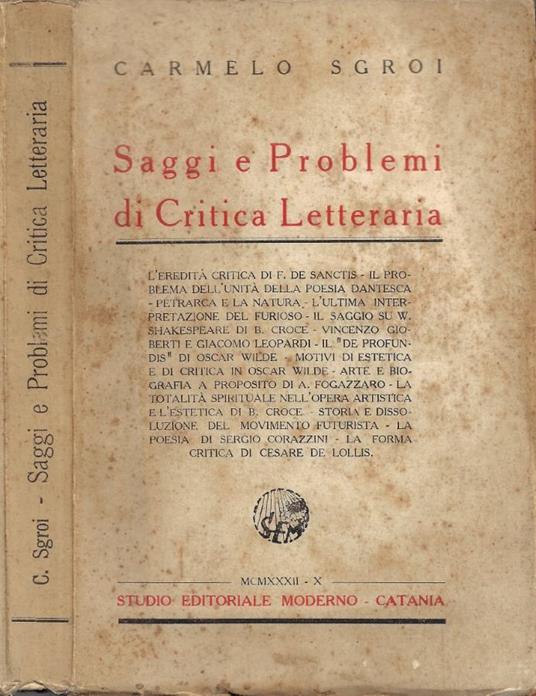 Saggi e Problemi di Critica letteraria - copertina