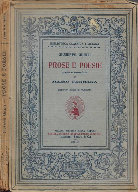 Prose e Poesie - Giuseppe Giusti - copertina