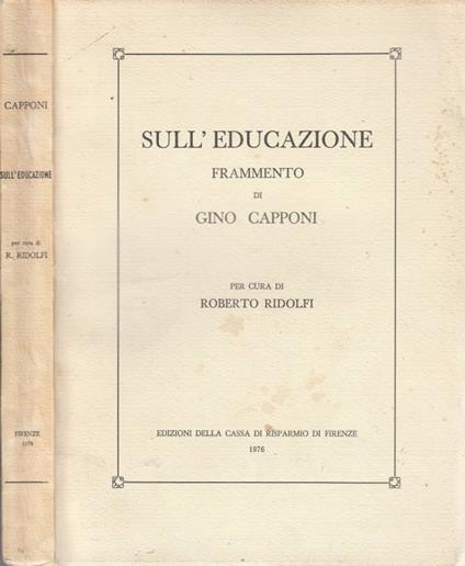 Sull'educazione - Gino Capponi - copertina