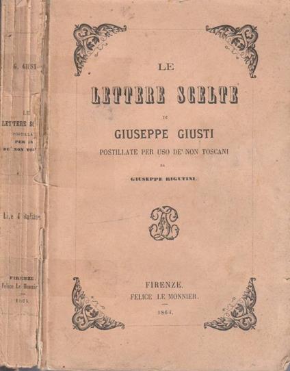 Le lettere scelte - Giuseppe Giusti - copertina