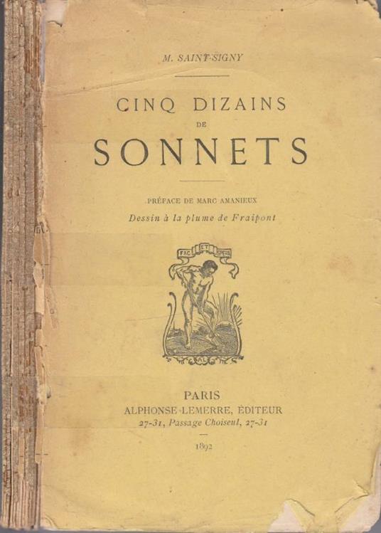Cinq dizains de sonnets - copertina