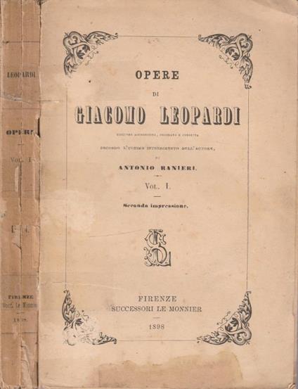 Opere vol I - Giacomo Leopardi - copertina
