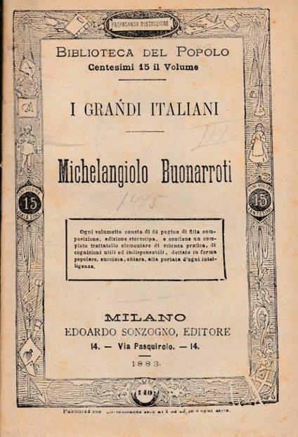 Michelangiolo Buonarroti - copertina