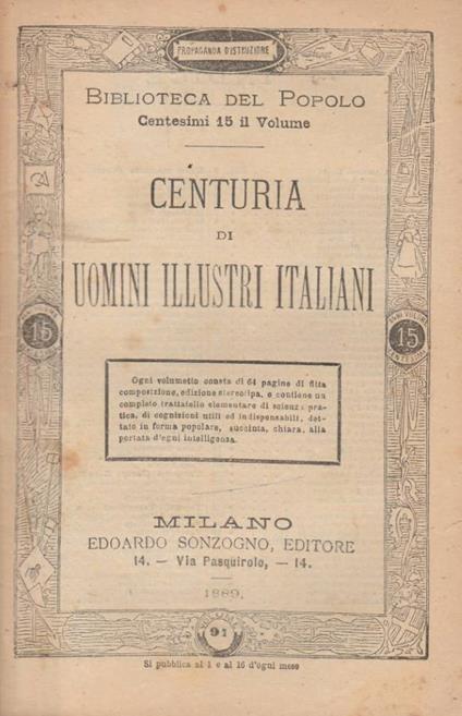 Centuria di uomini illustri italiani - copertina