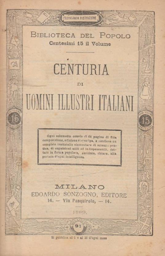 Centuria di uomini illustri italiani - copertina