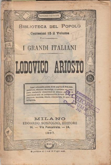 Lodovico Ariosto - copertina