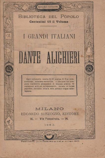 Dante Alighieri - copertina